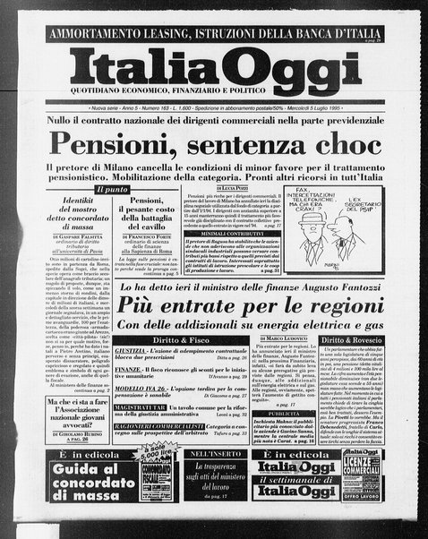 Italia oggi : quotidiano di economia finanza e politica